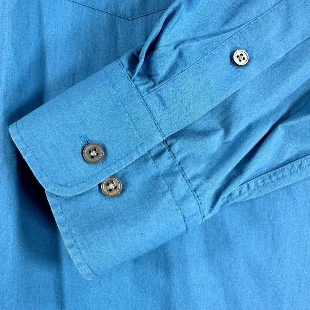 Banana Republic Button Down Mens L Large Turquoise Blue Long Sleeve Cotton Shirt